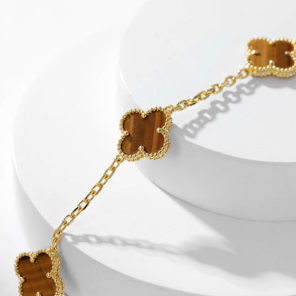 [Rose Jewellery]CLOVER 10 MOTIFS TIGER EYE NECKLACE