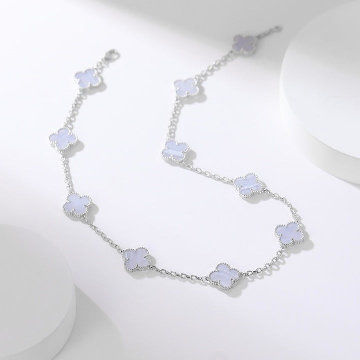 [Rose Jewellery]CLOVER 10 MOTIFS PURPLE CHALCEDONY NECKLACE