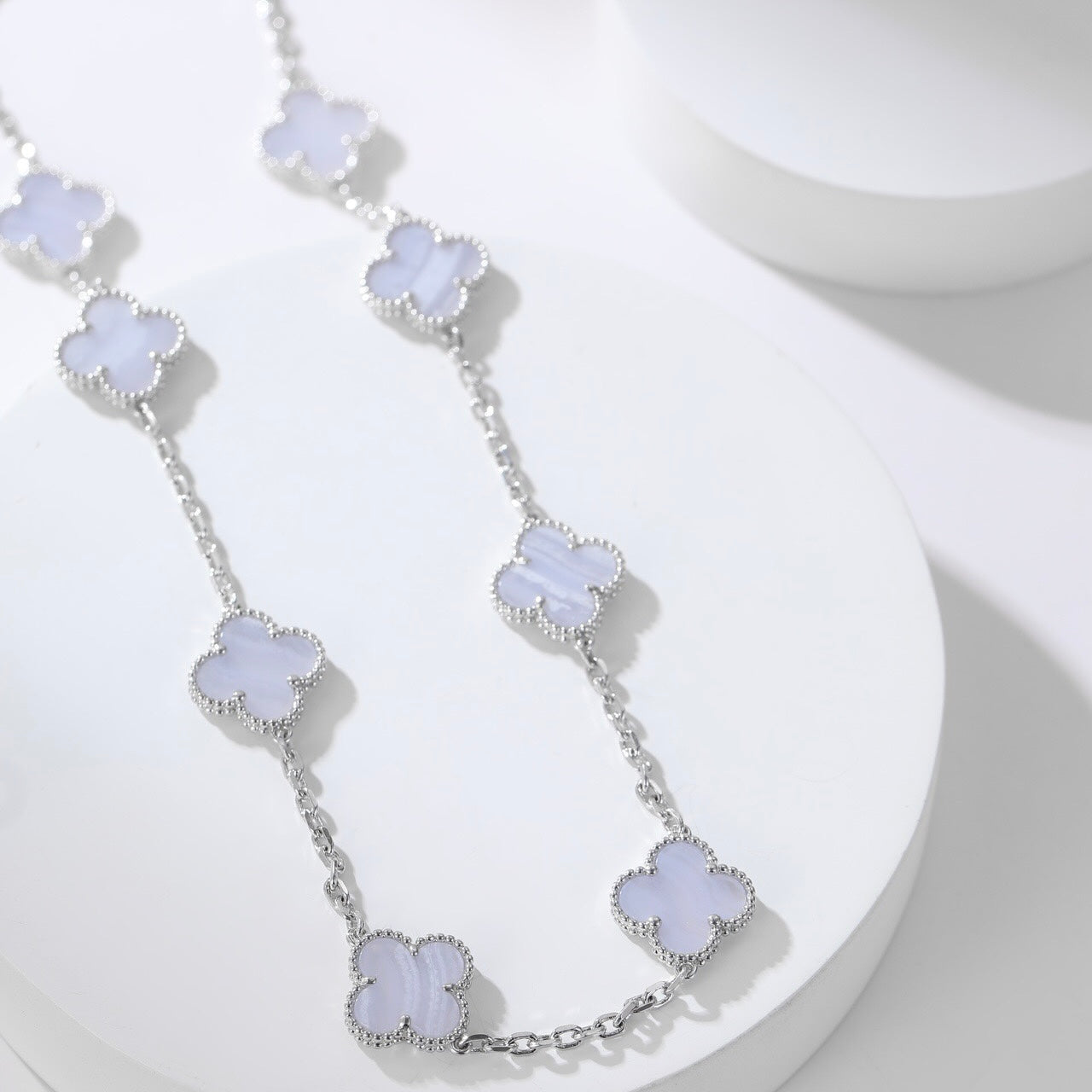 [Rose Jewellery]CLOVER 10 MOTIFS PURPLE CHALCEDONY NECKLACE