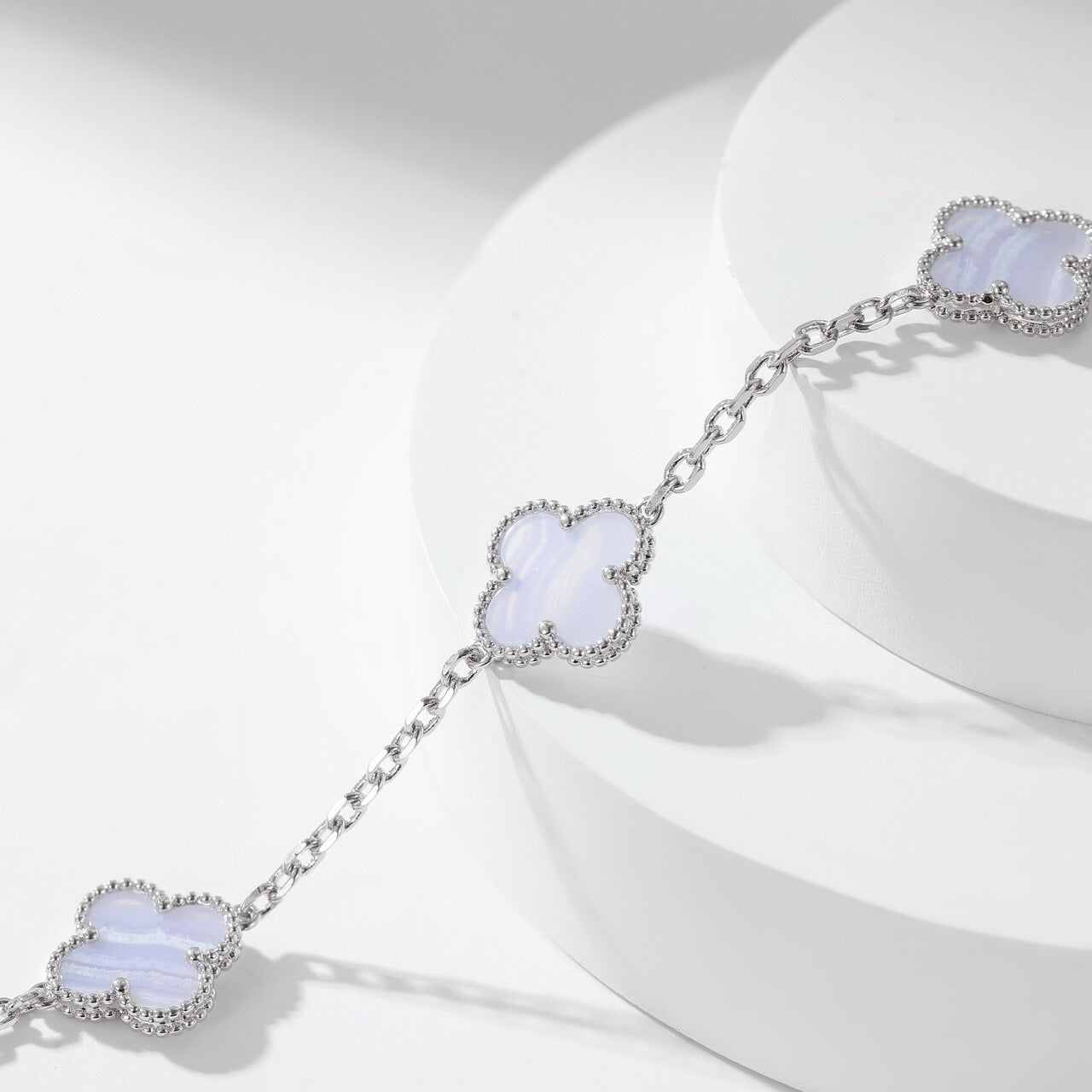 [Rose Jewellery]CLOVER 10 MOTIFS PURPLE CHALCEDONY NECKLACE