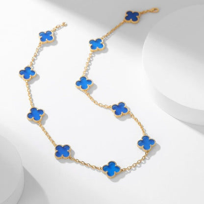 [Rose Jewellery]CLOVER 10 MOTIFS BLUE AGATE NECKLACE