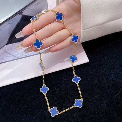 [Rose Jewellery]CLOVER 10 MOTIFS BLUE AGATE NECKLACE