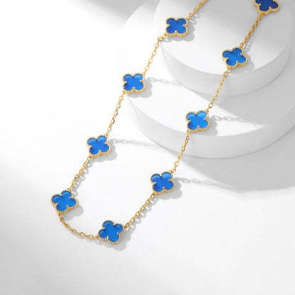 [Rose Jewellery]CLOVER 10 MOTIFS BLUE AGATE NECKLACE