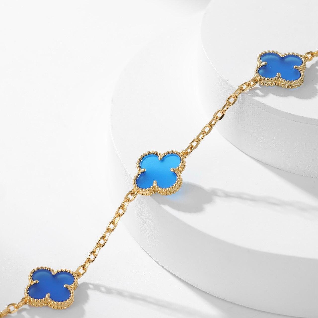 [Rose Jewellery]CLOVER 10 MOTIFS BLUE AGATE NECKLACE