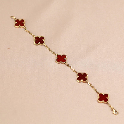 [Rose Jewellery]CLOVER 5 MOTIFS RED AGATE  BRACELET