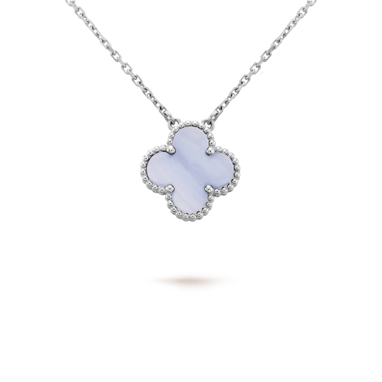 [Rose Jewellery]CLOVER 15MM BLUE CHALCEDONY NECKLACE SILVER