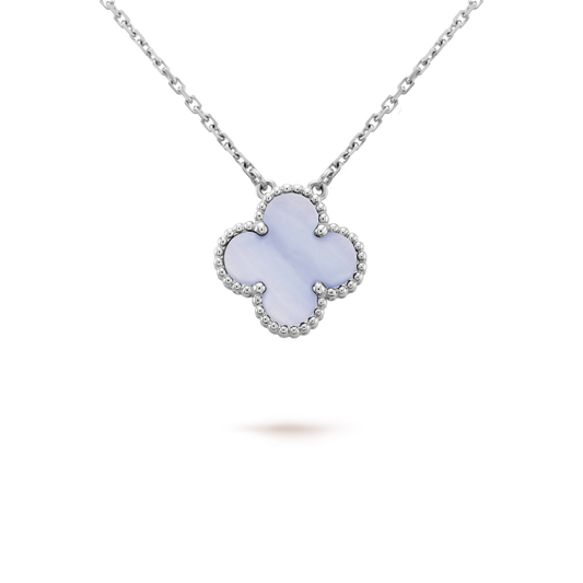 [Rose Jewellery]CLOVER 15MM BLUE CHALCEDONY NECKLACE SILVER