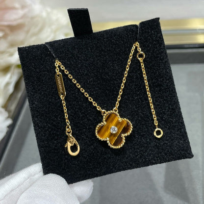 [Rose Jewellery]CLOVER 15MM DIAMOND AND YELLOW TIGER'S EYE AGATE necklace