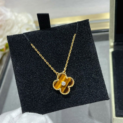 [Rose Jewellery]CLOVER 15MM DIAMOND AND YELLOW TIGER'S EYE AGATE necklace