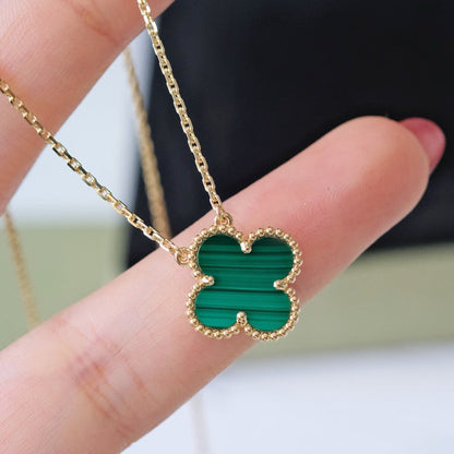 [Rose Jewellery]CLOVER 15MM MALACHITE SINGLE FLOWER  NECKLACE