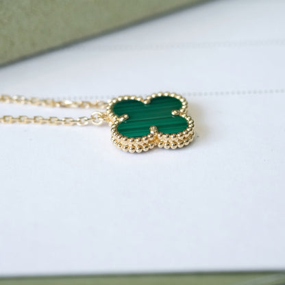 [Rose Jewellery]CLOVER 15MM MALACHITE SINGLE FLOWER  NECKLACE