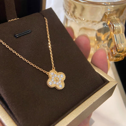 [Rose Jewellery]CLOVER 15MM DIAMOND SINGLE FLOWER NECKLACE