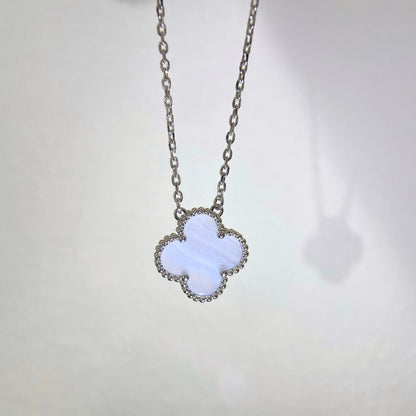 [Rose Jewellery]CLOVER 15MM BLUE CHALCEDONY NECKLACE SILVER