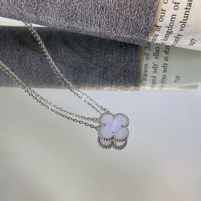 [Rose Jewellery]CLOVER 15MM BLUE CHALCEDONY NECKLACE SILVER