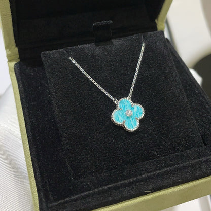 [Rose Jewellery]CLOVER 15MM DIAMOND SVRES PORCELAIN  NECKLACE SILVER