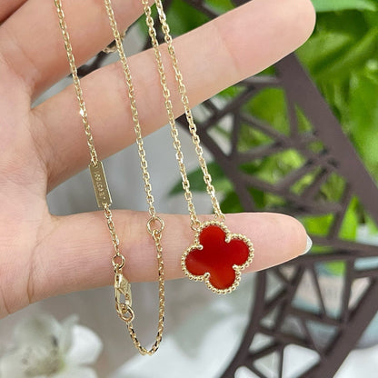 [Rose Jewellery]CLOVER 15MM CARNELIAN SINGLE FLOWER NECKLACE