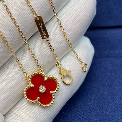 [Rose Jewellery]CLOVER 15MM DIAMOND CARNELIAN NECKLACE