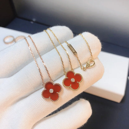 [Rose Jewellery]CLOVER 15MM DIAMOND CARNELIAN NECKLACE