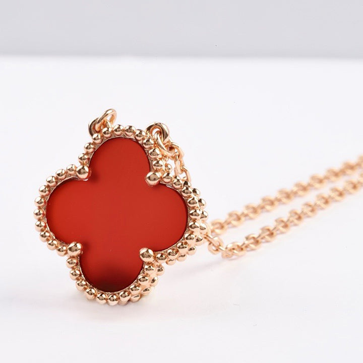 [Rose Jewellery]CLOVER 15MM CARNELIAN SINGLE FLOWER NECKLACE