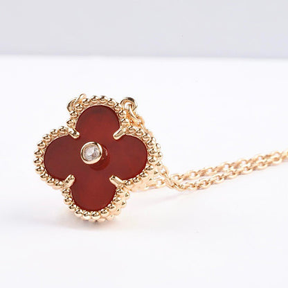 [Rose Jewellery]CLOVER 15MM DIAMOND CARNELIAN NECKLACE