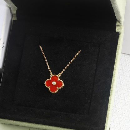 [Rose Jewellery]CLOVER 15MM DIAMOND CARNELIAN NECKLACE