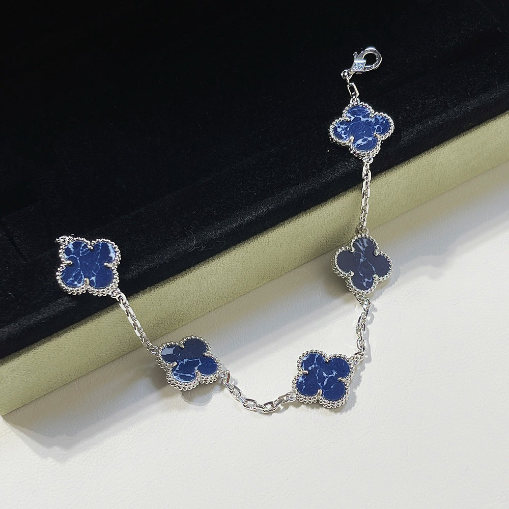 [Rose Jewellery]CLOVER 5 MOTIF PIETERSITE SILVER BRACELET