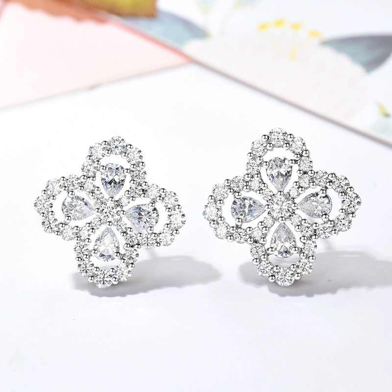 [Rose Jewellery]LOOP EARRINGS FULL MOTIF DIAMOND 16MM SILVE