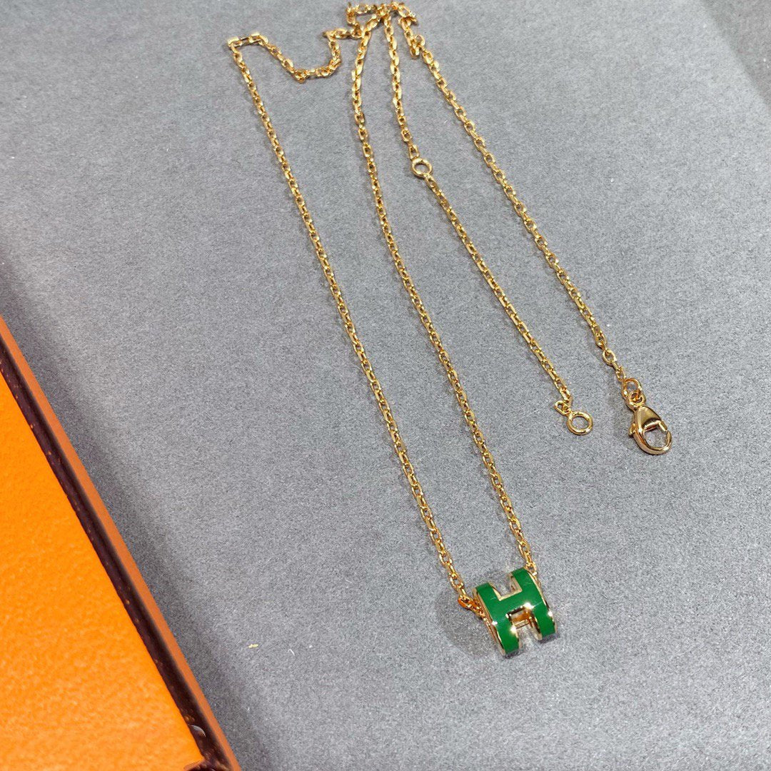 [Rose Jewellery]POP H GREEN NECKLACE SILVER AND GOLD