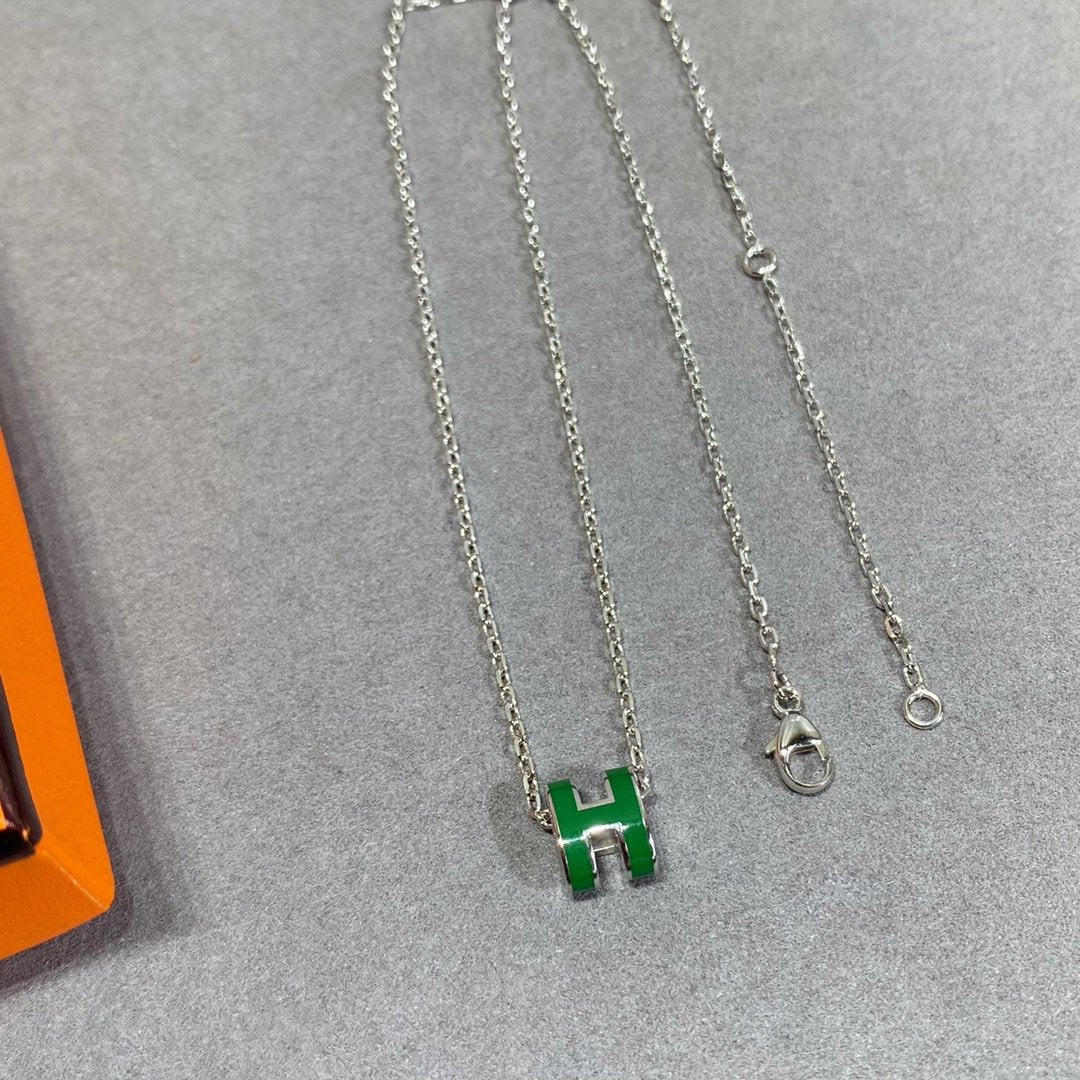 [Rose Jewellery]POP H GREEN NECKLACE SILVER AND GOLD