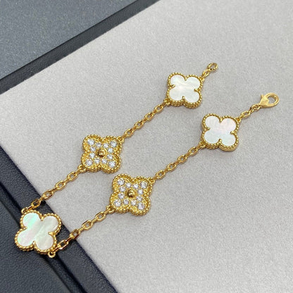 [Rose Jewellery]CLOVER BRACELET 5 MOTIF WHITE MOP DIAMOND