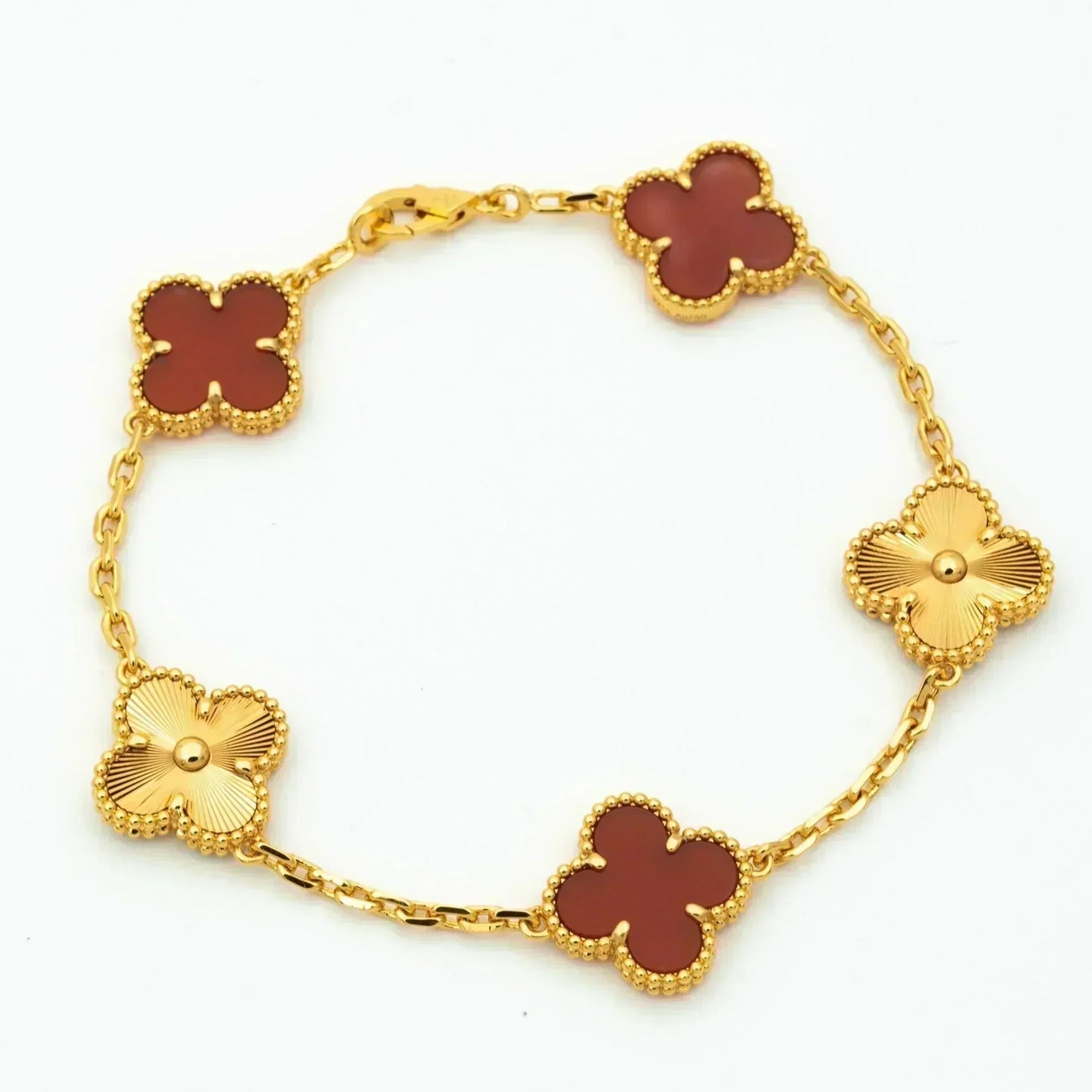 [Rose Jewellery]CLOVER  5 MOTIFS CARNELIAN GOLD BRACELET