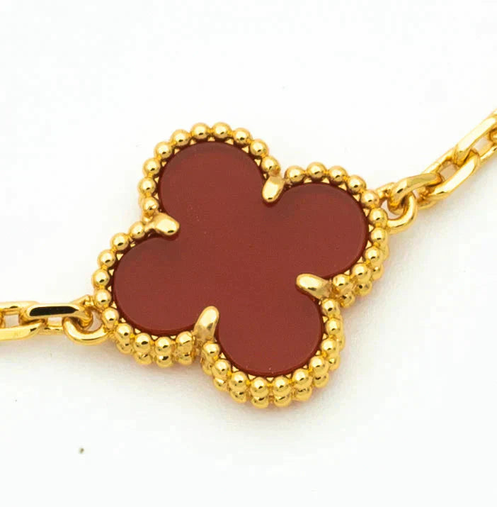 [Rose Jewellery]CLOVER 5 MOTIFS CARNELIAN DIAMOND BRACELET