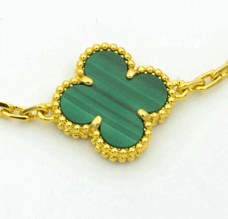 [Rose Jewellery]CLOVER  5 MOTIF MALACHITE DIAMOND BRACELET