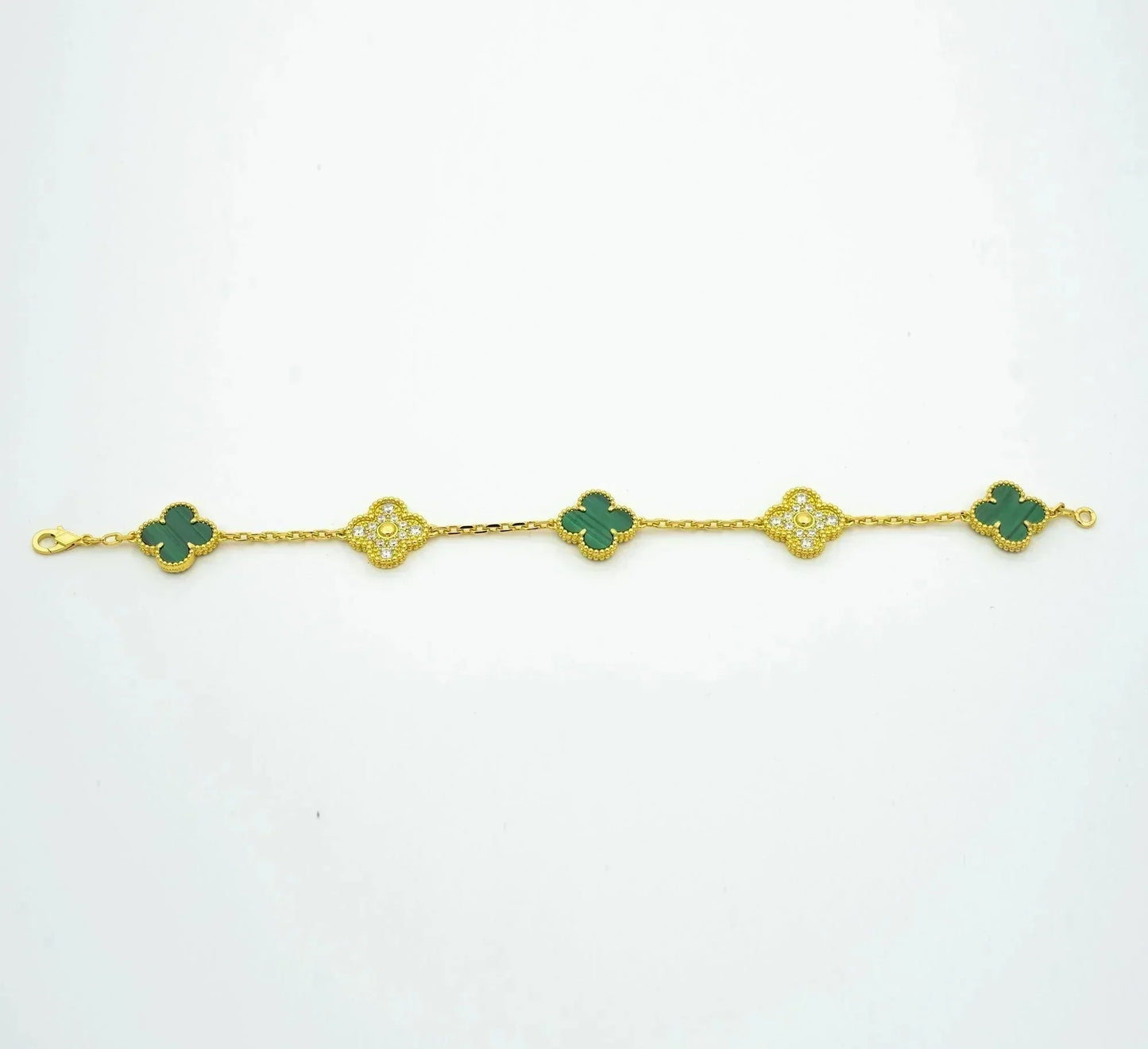 [Rose Jewellery]CLOVER  5 MOTIF MALACHITE DIAMOND BRACELET