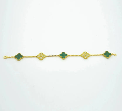 [Rose Jewellery]CLOVER  5 MOTIF MALACHITE DIAMOND BRACELET