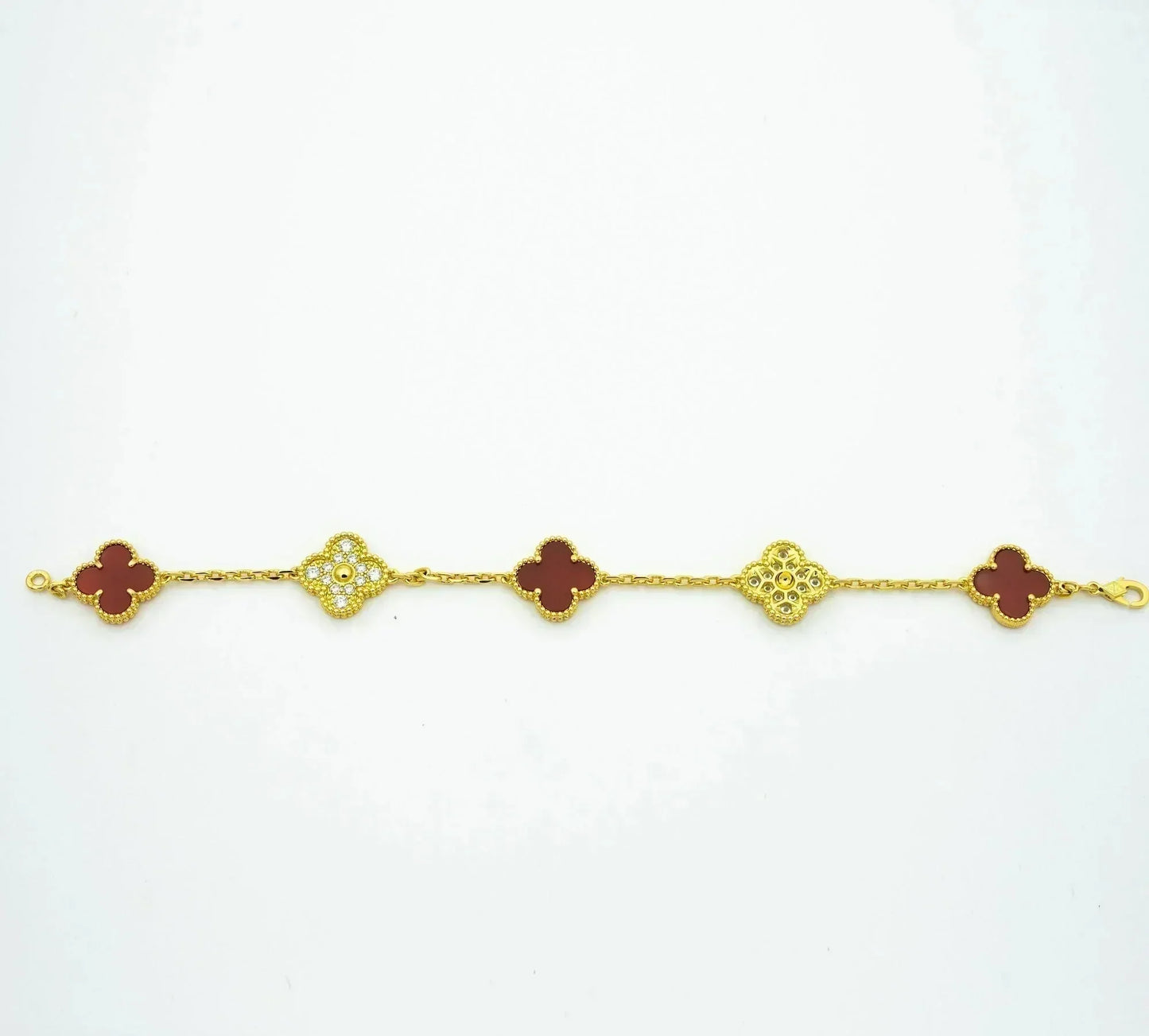 [Rose Jewellery]CLOVER 5 MOTIFS CARNELIAN DIAMOND BRACELET