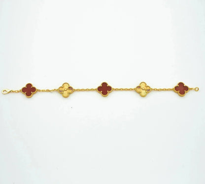 [Rose Jewellery]CLOVER  5 MOTIFS CARNELIAN GOLD BRACELET