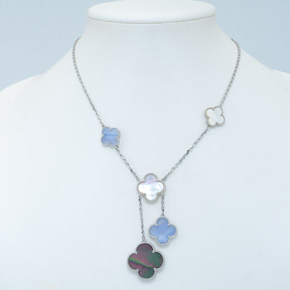 [Rose Jewellery]CLOVER MOP CHALCEDONY NECKLACE SILVER 6 MOTIF