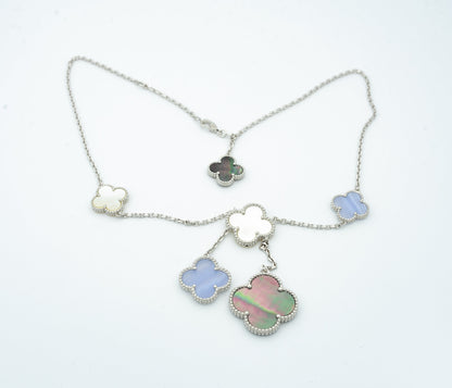 [Rose Jewellery]CLOVER MOP CHALCEDONY NECKLACE SILVER 6 MOTIF