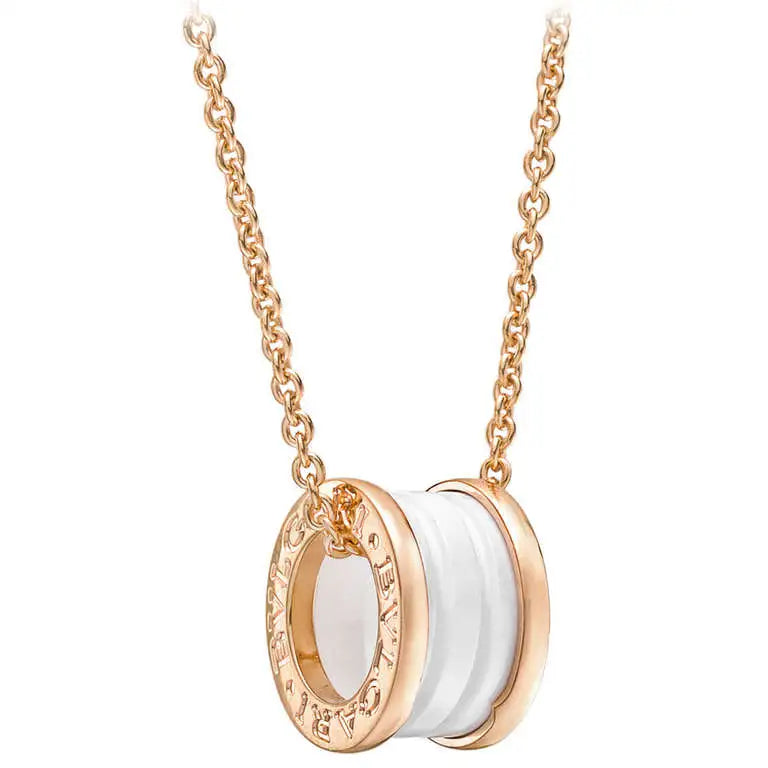 [Rose Jewellery]ZERO 1 WHITE CERAMIC PINK GOLD DIAMOND NECKLACE