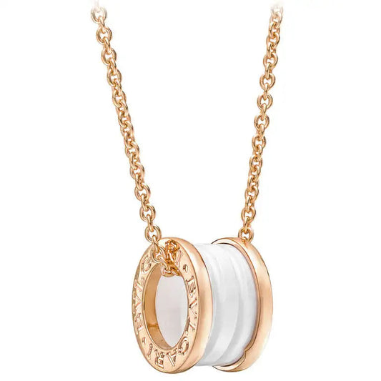 [Rose Jewellery]ZERO 1 WHITE CERAMIC PINK GOLD DIAMOND NECKLACE