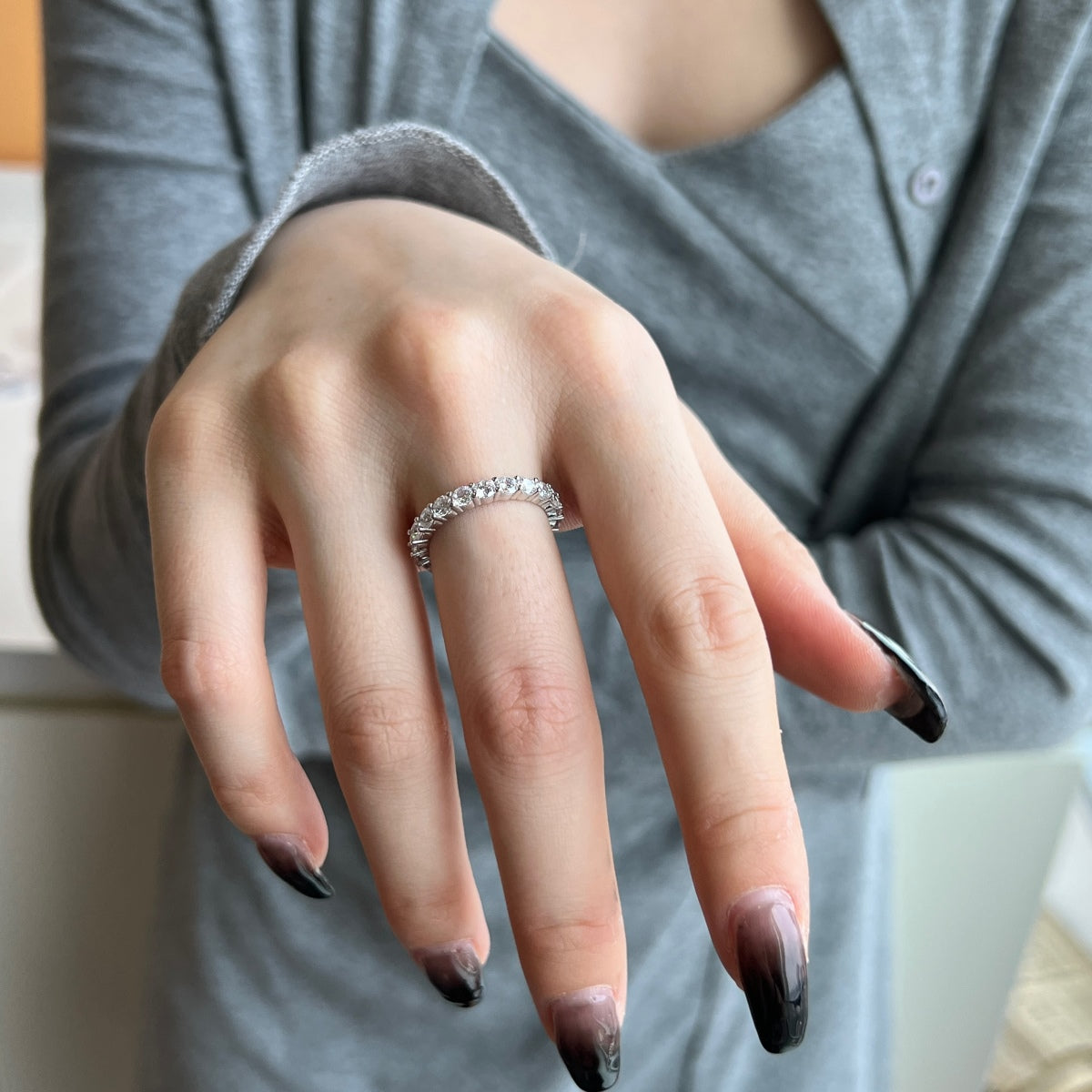 [Rose Jewellery]Sparkling Round Cut Tennis Ring