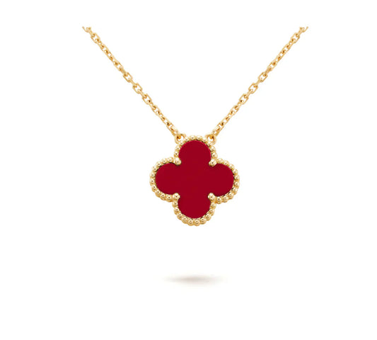 [Rose Jewellery]CLOVER 15MM CARNELIAN SINGLE FLOWER NECKLACE