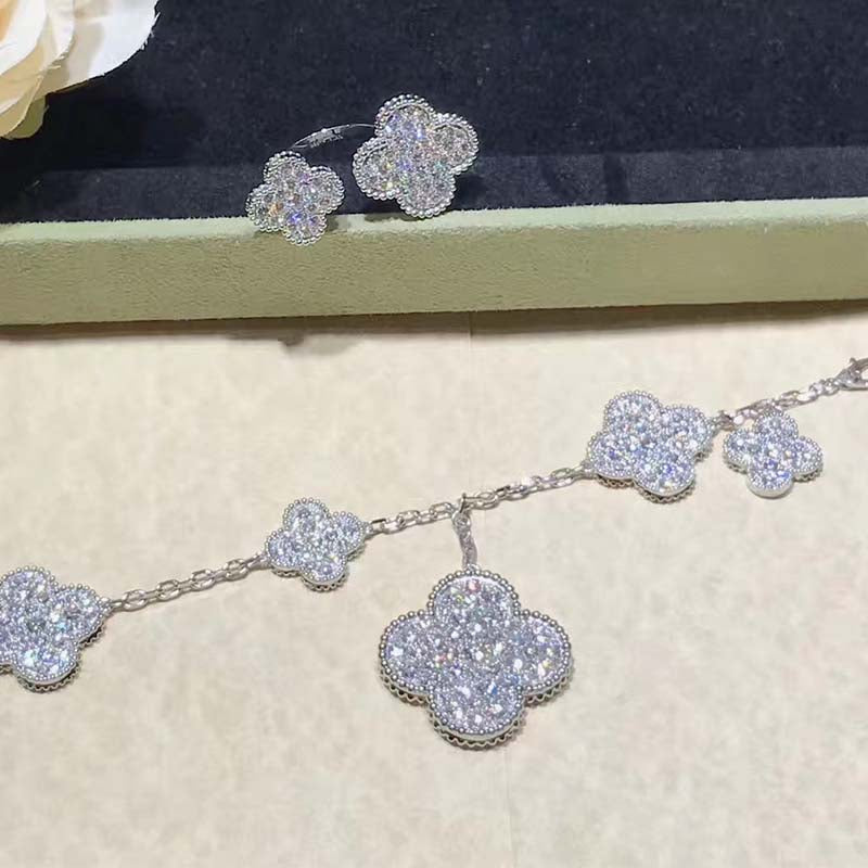 [Rose Jewellery]CLOVER 6 MOTIFS SILVER DIAMOND BRACELET