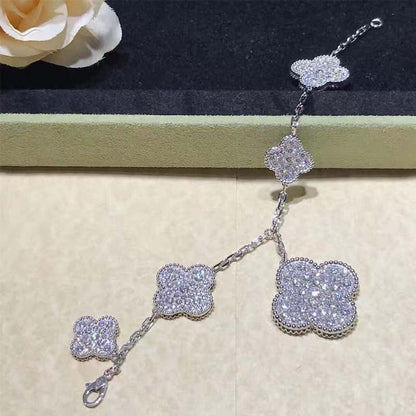 [Rose Jewellery]CLOVER 6 MOTIFS SILVER DIAMOND BRACELET