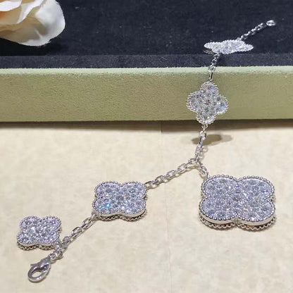 [Rose Jewellery]CLOVER 6 MOTIFS SILVER DIAMOND BRACELET