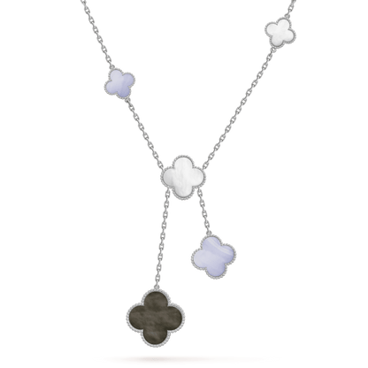 [Rose Jewellery]CLOVER MOP CHALCEDONY NECKLACE SILVER 6 MOTIF