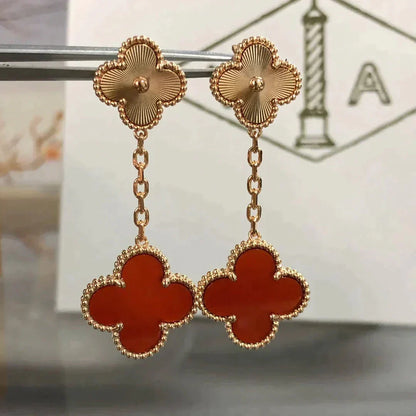 [Rose Jewellery]CLOVER 2 MOTIF  LASER CARNELIAN EARRINGS