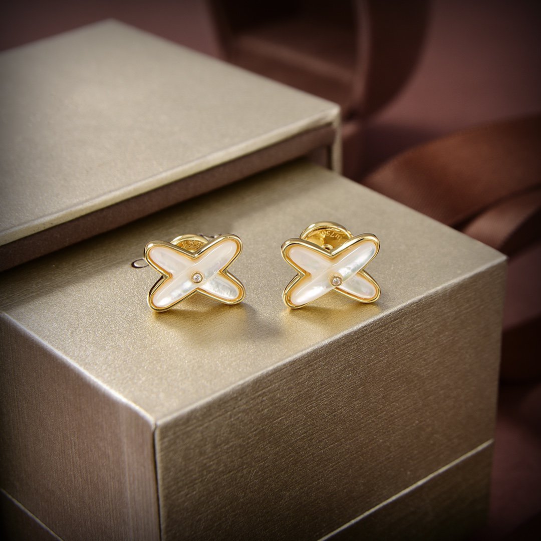 [Rose Jewellery]JEUX DE WHITE MOP GOLD DIAMOND EARRINGS