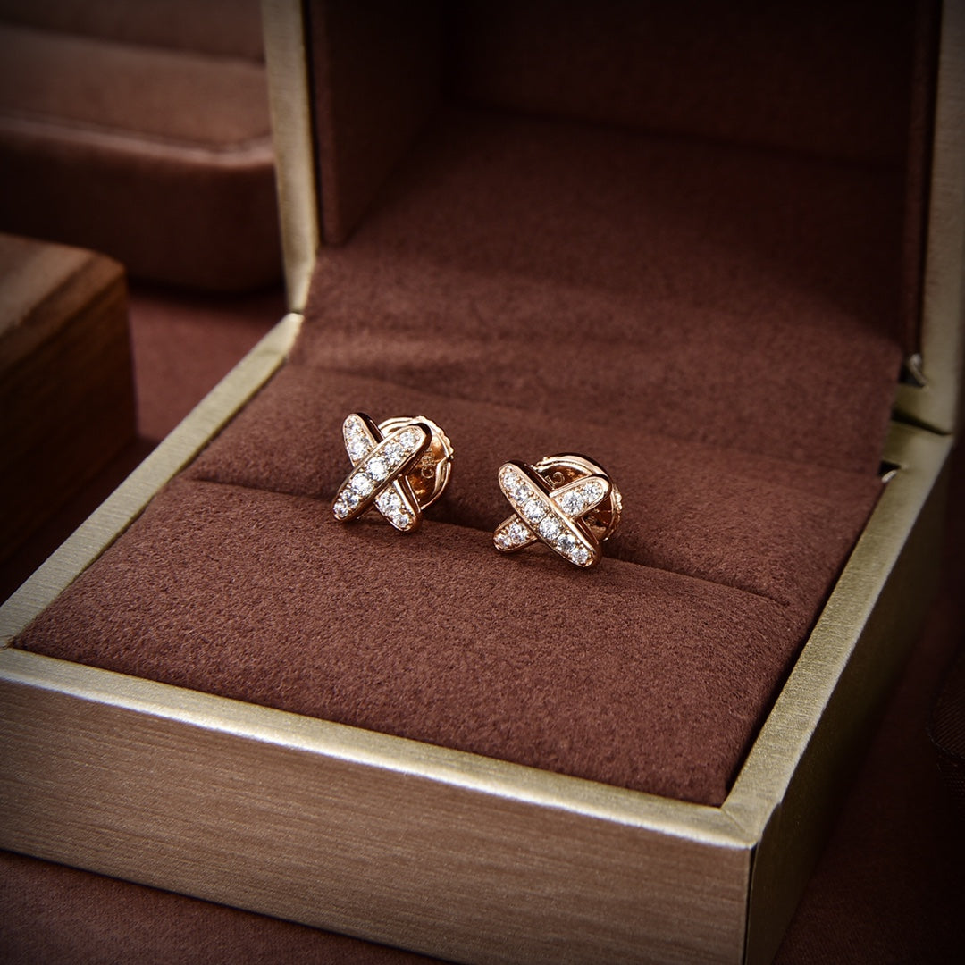 [Rose Jewellery]JEUX DE GOLD DIAMOND EARRINGS